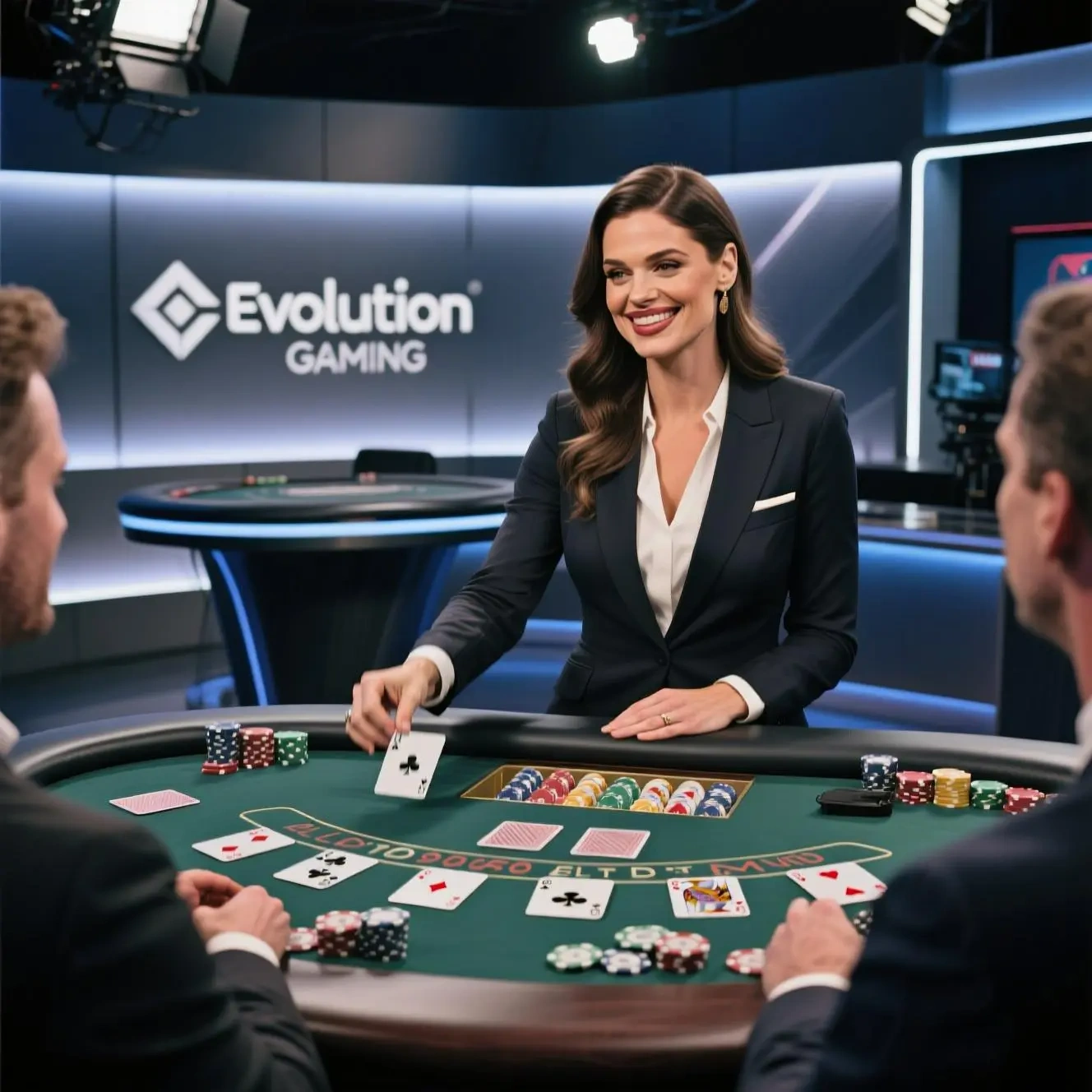 Profesjonalna krupierka przy stole blackjacka na żywo